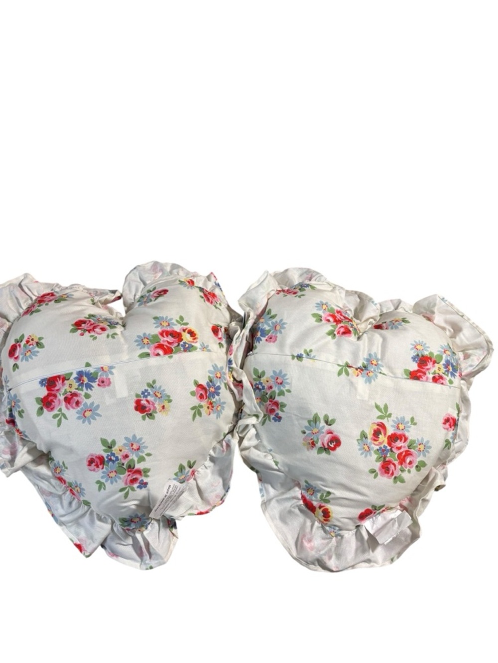Cath Kidston DAISY ROSE CHECK RUFFLE HEART BLUE throw pillows set of 2 NWT - Picture 6 of 12